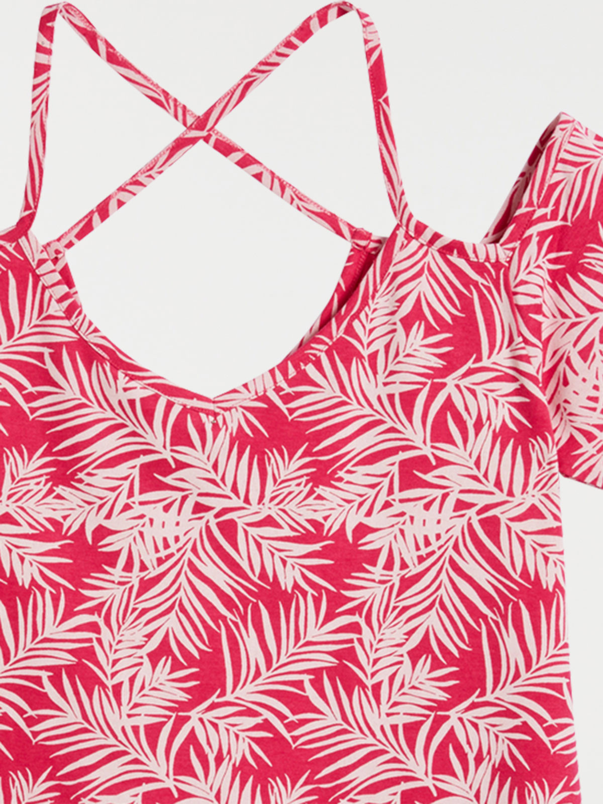 Tee-shirt imprimé végétal fushia femme