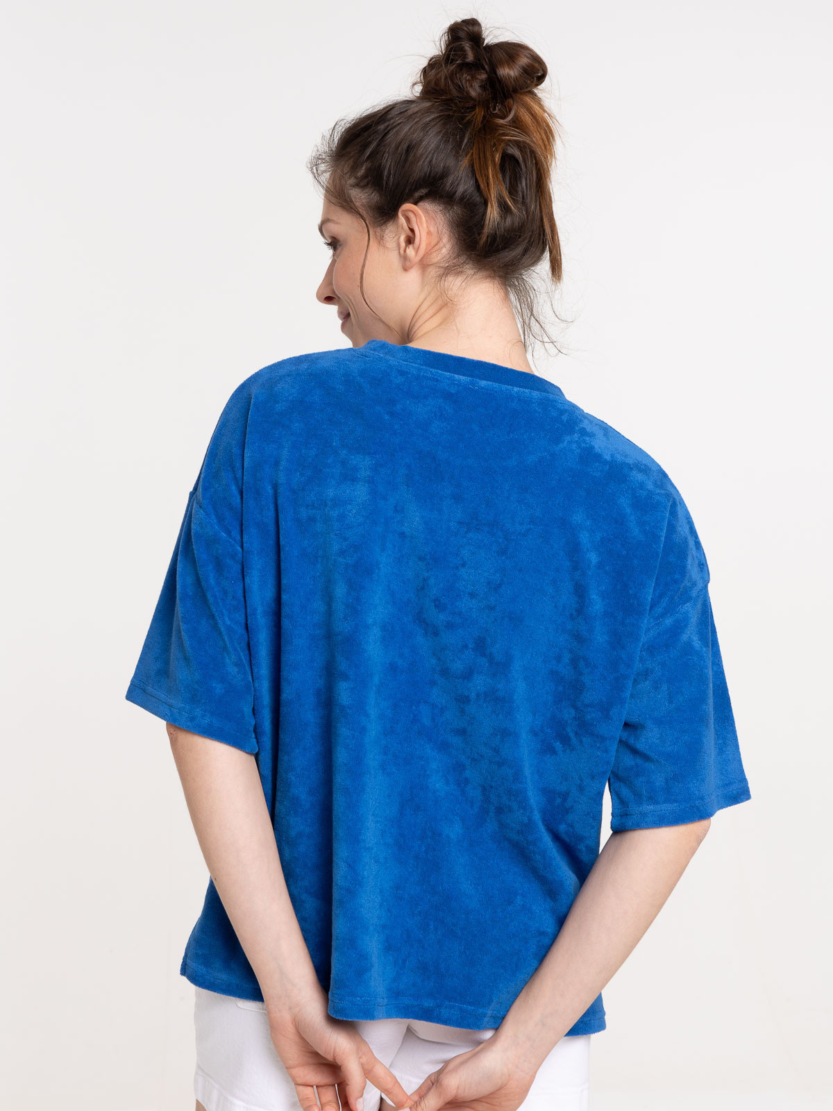 T-shirt matière éponge cobalt femme