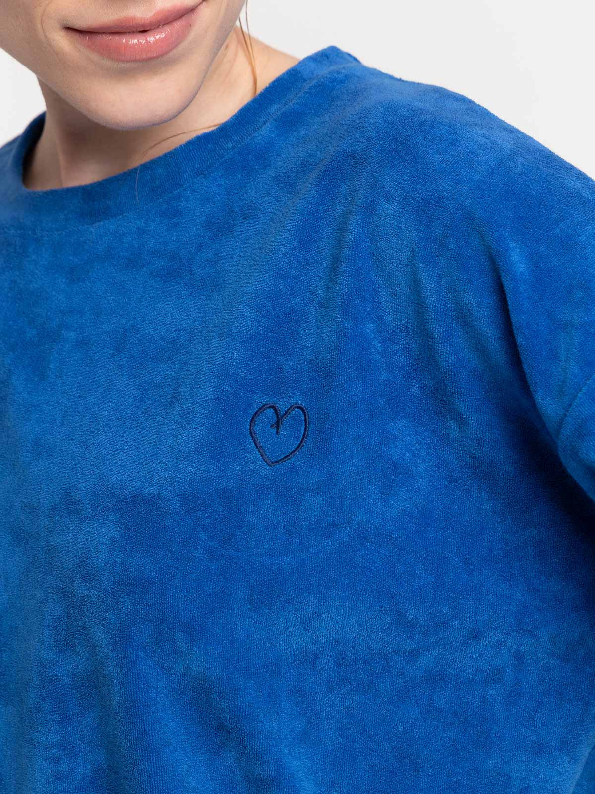 T-shirt matière éponge cobalt femme