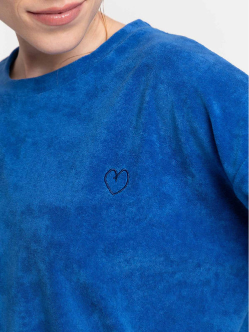 T-shirt matière éponge cobalt femme