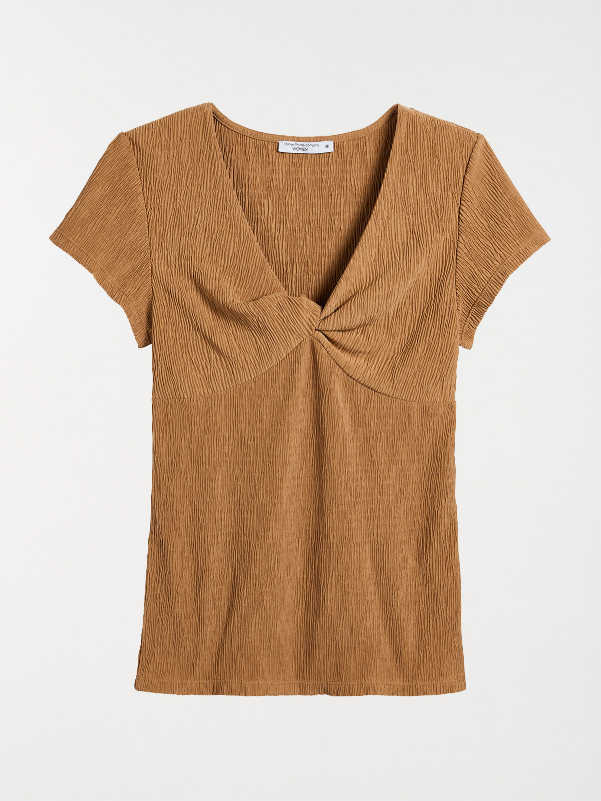 T-shirt col V tabac femme