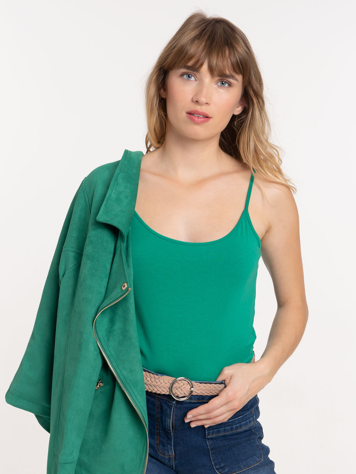 Débardeur bretelles vert bosphore femme