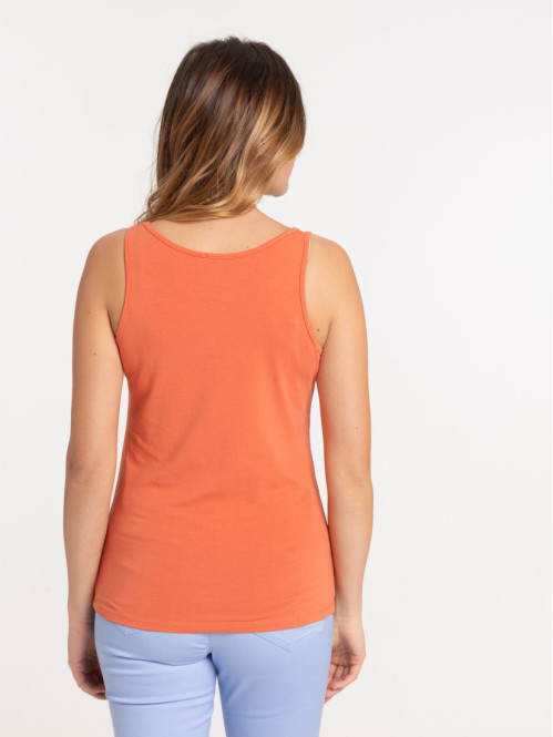 Débardeur basique orange sienne femme