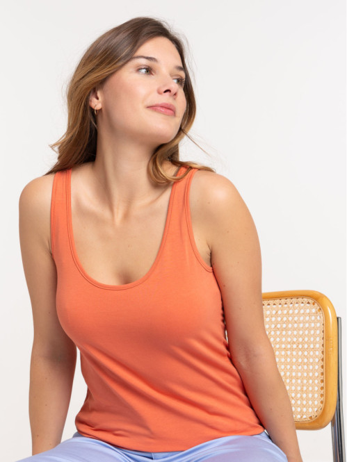 Débardeur basique orange sienne femme