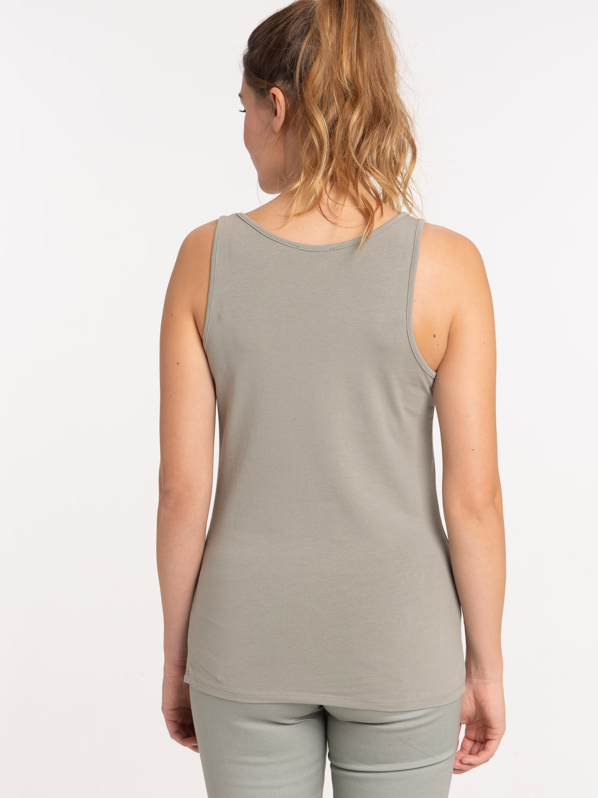 Débardeur basique vert grisé femme Débardeur basique vert grisé femme