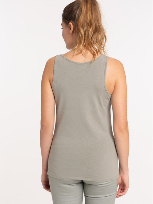 Débardeur basique vert grisé femme Débardeur basique vert grisé femme