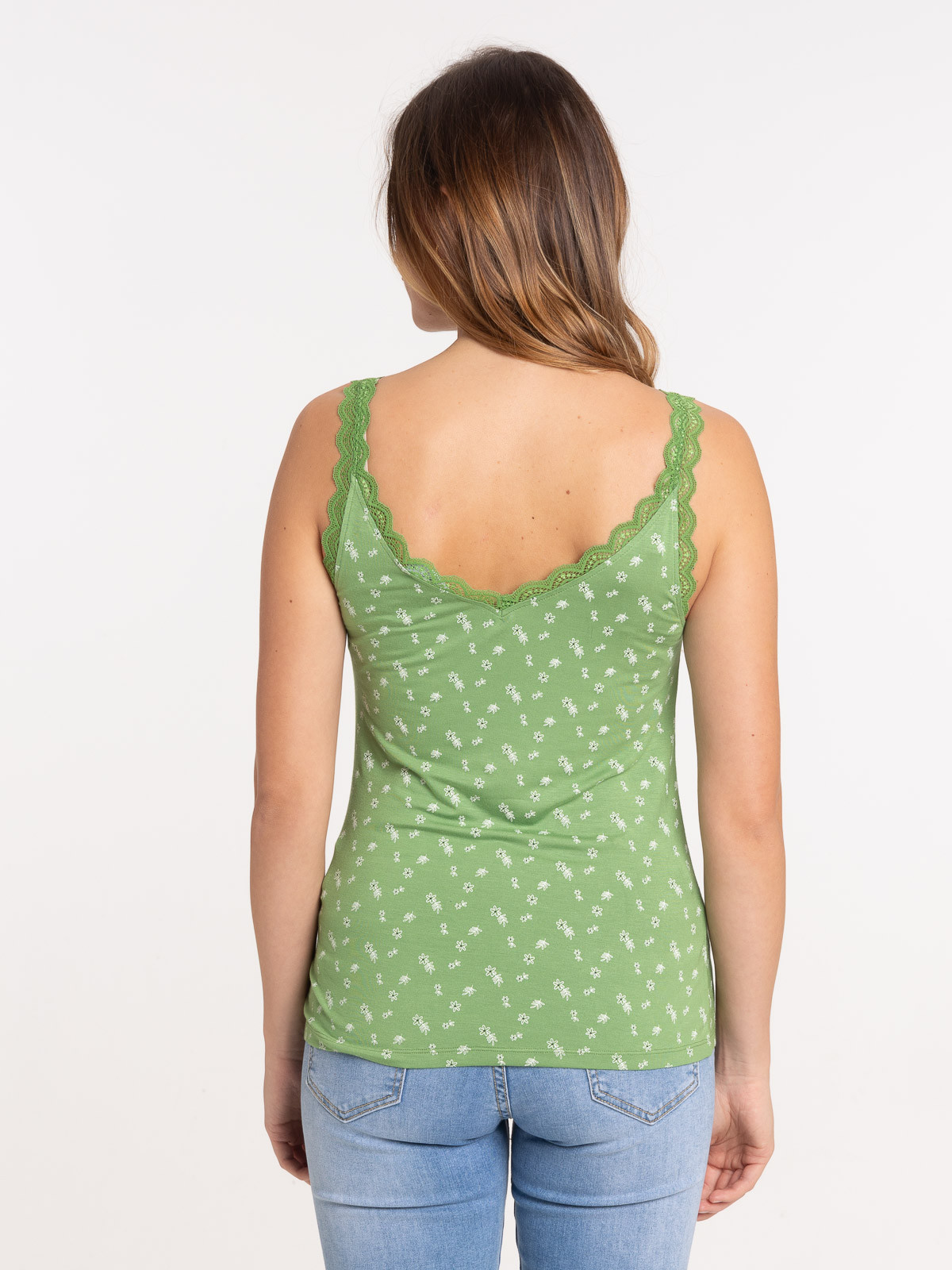 Débardeur fleurie couleur cactus femme