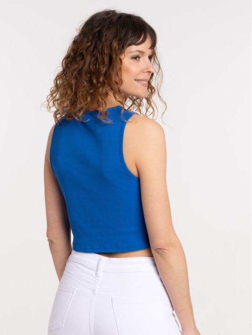 Débardeur cobalt côtelé femme