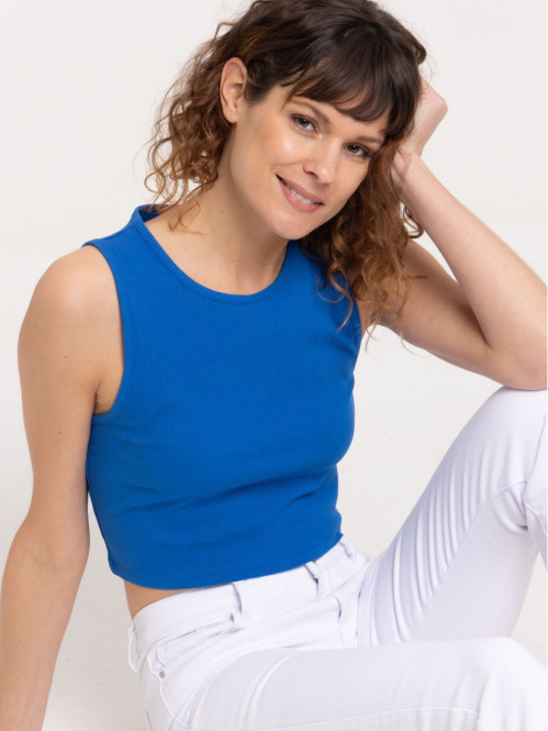 Débardeur cobalt côtelé femme