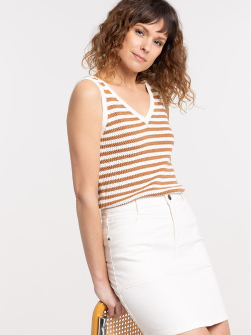 Débardeur tricot rayé femme