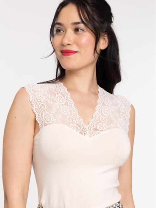 Débardeur bretelles en dentelle femme