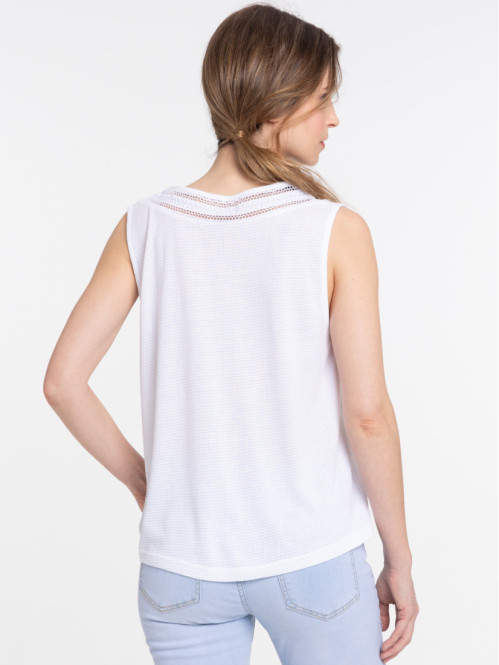 Débardeur blanc détails ajourés femme
