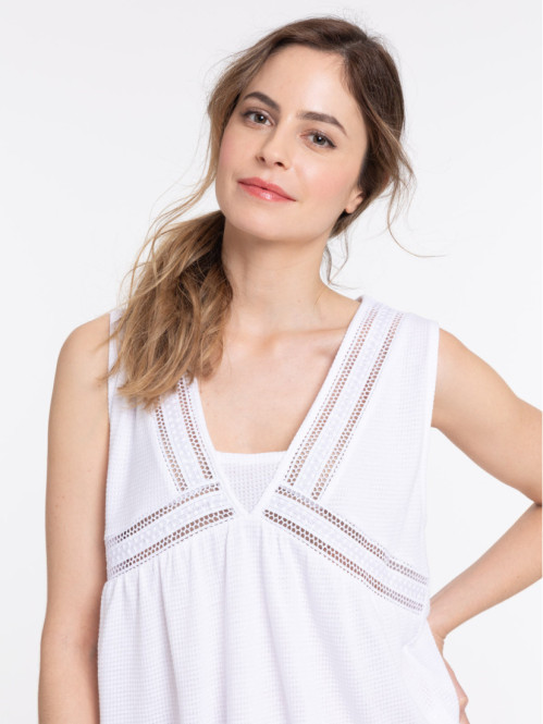Débardeur blanc détails ajourés femme