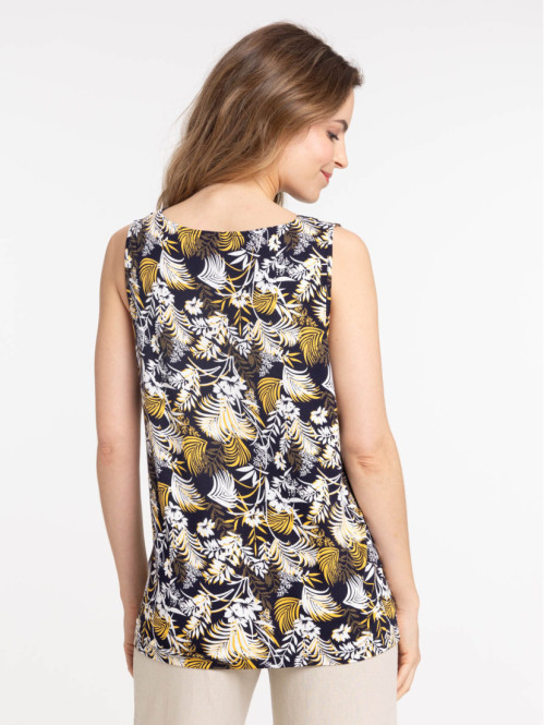 Débardeur imprimé col V dentelle femme