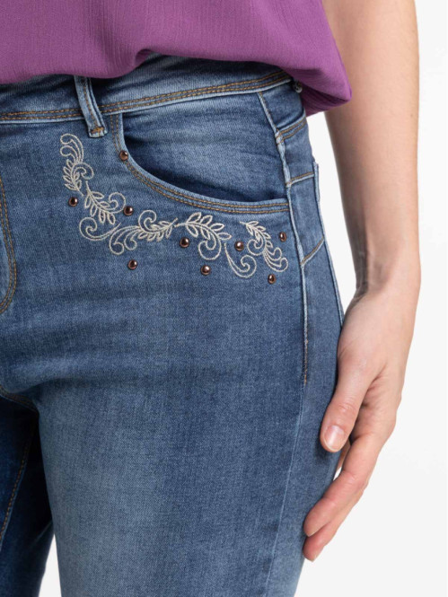 Jean skinny push up avec broderies femme Jean skinny push up avec broderies femme