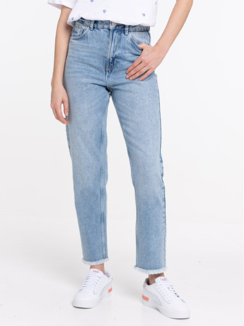 Jean regular bas frangé femme (36-46)