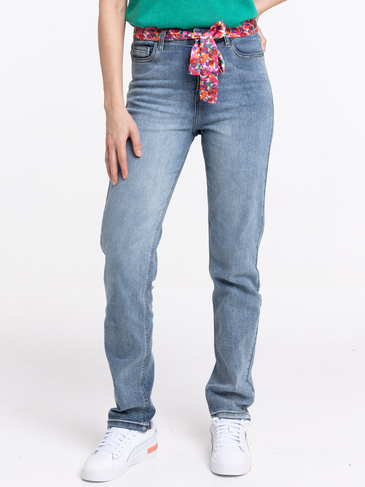 Jean droit double stone ceinture femme Jean droit double stone ceinture femme