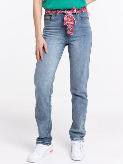 Jean droit double stone ceinture femme Jean droit double stone ceinture femme