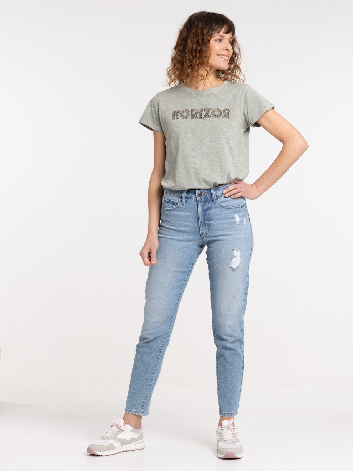 Jean MOM taille haute bleached femme