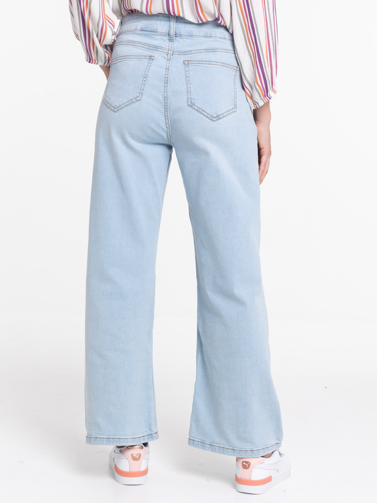 Jean wide leg bleach denim femme Jean wide leg bleach denim femme