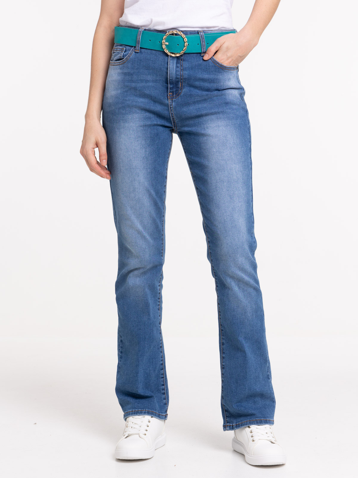 Jean flare double stone ceinture femme Jean flare double stone ceinture femme