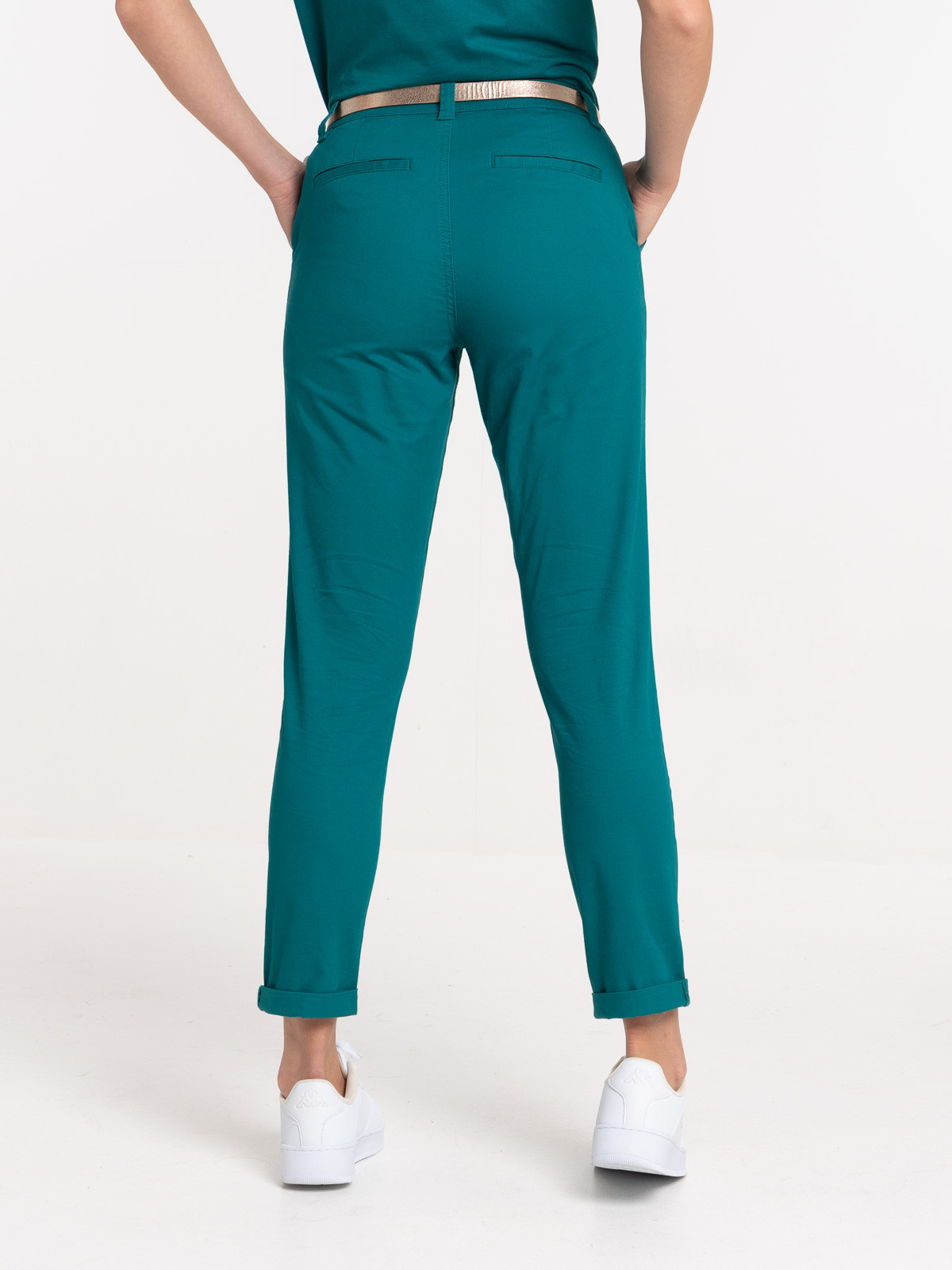 Pantalon chino émeraude femme