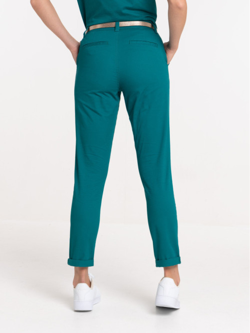 Pantalon chino émeraude femme