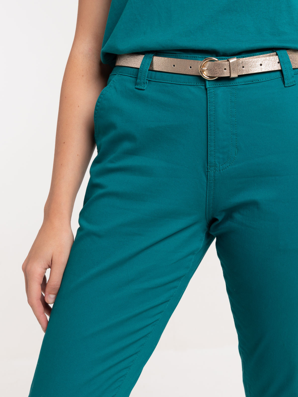 Pantalon chino émeraude femme