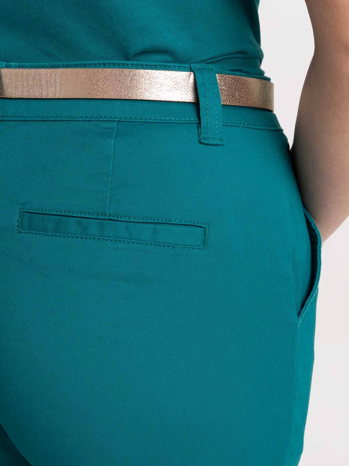 Pantalon chino émeraude femme