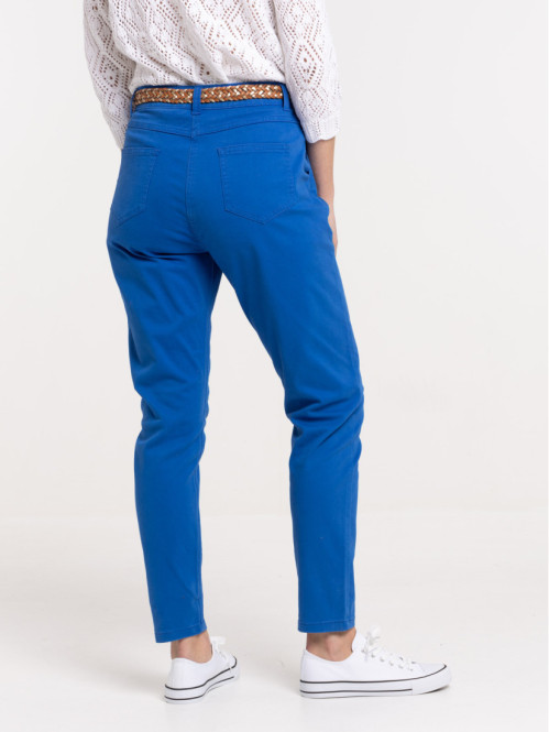 Pantalon chino cobalt femme