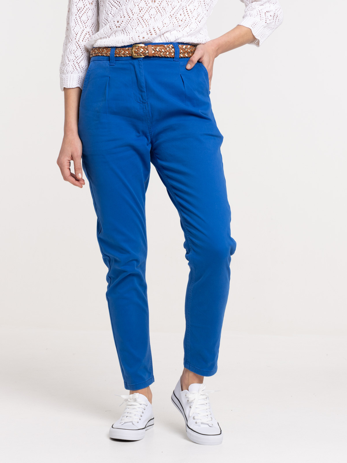 Pantalon chino cobalt femme