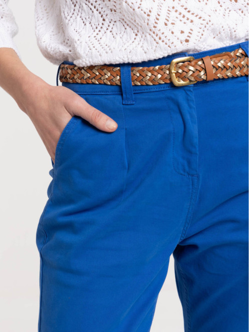 Pantalon chino cobalt femme