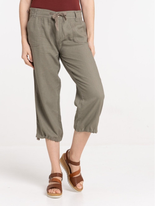 Pantacourt lin coloris tilleul femme
