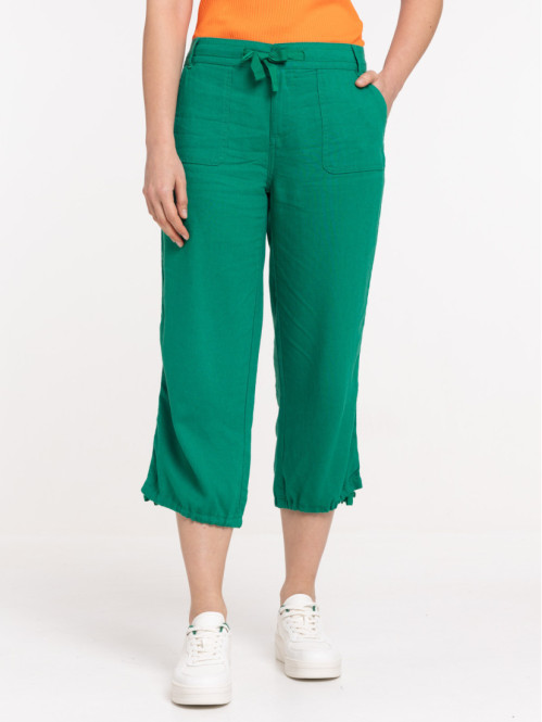 Pantacourt lin vert...