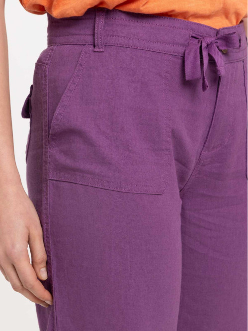 Pantacourt lin santa purple femme