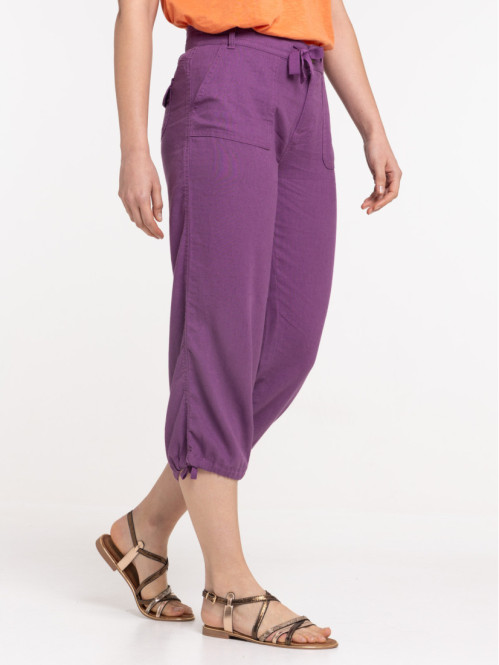 Pantacourt lin santa purple femme