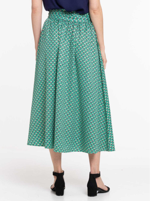 Jupe longue satinée imprimée femme