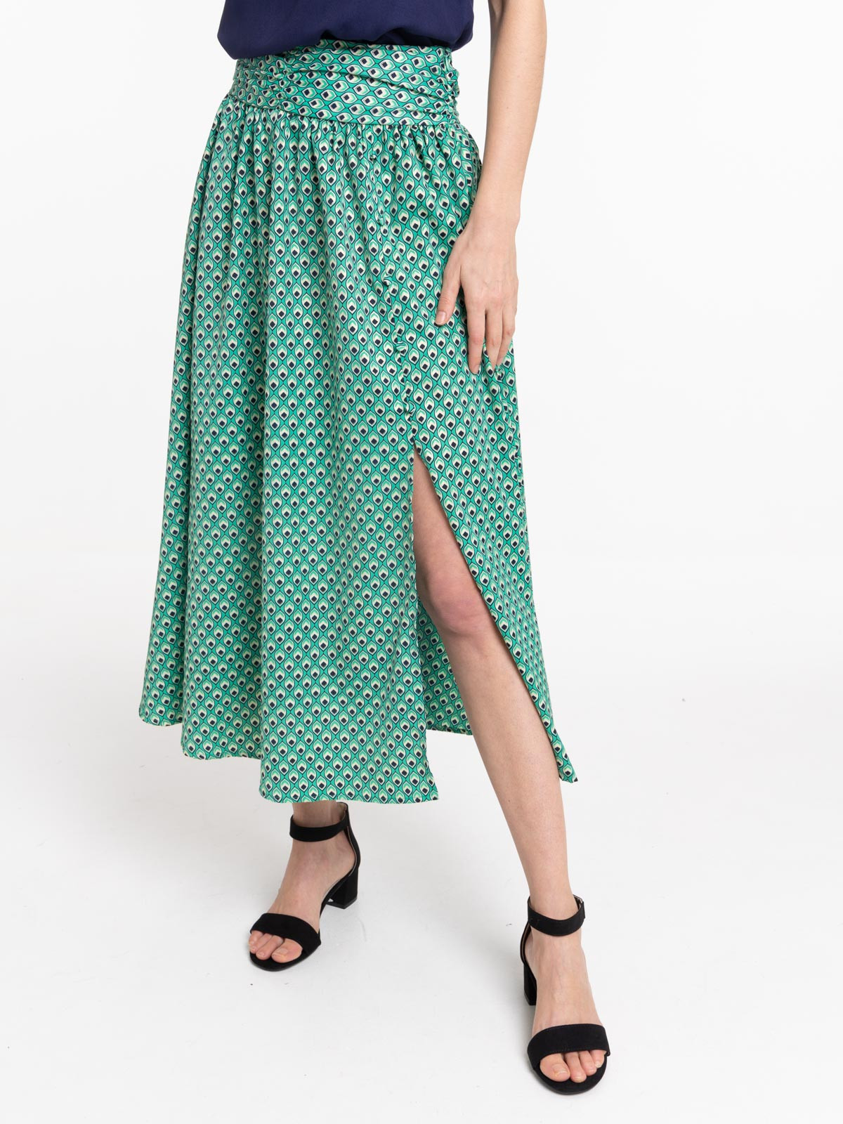 Jupe longue satinée imprimée femme