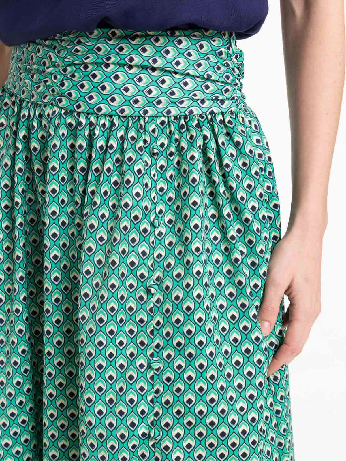 Jupe longue satinée imprimée femme