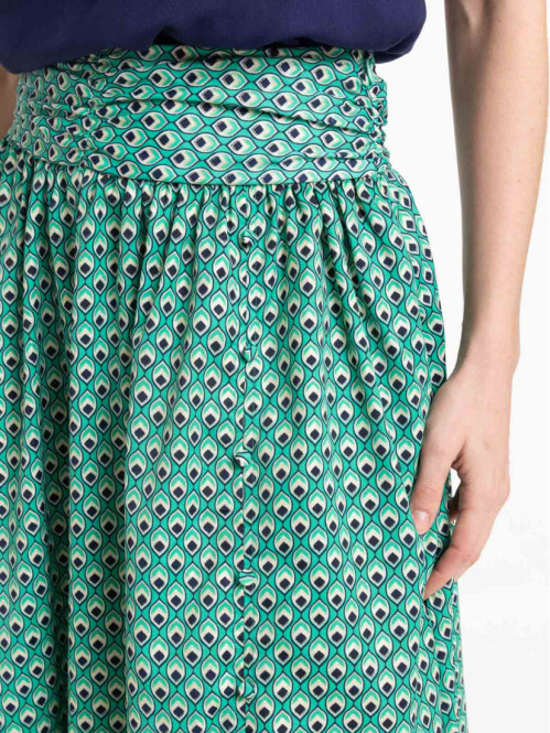 Jupe longue satinée imprimée femme