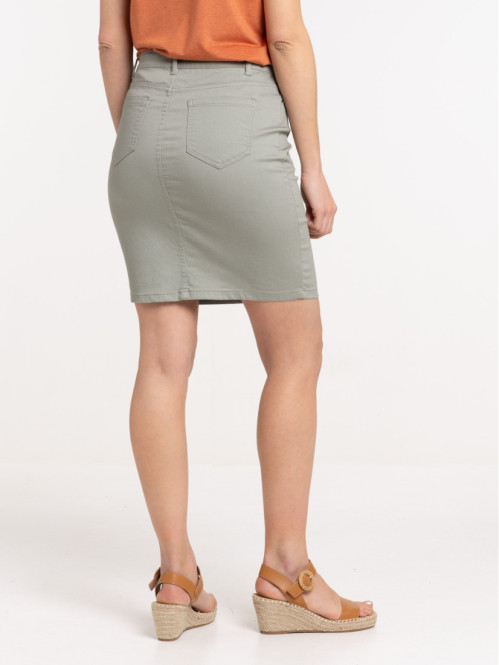 Jupe droite vert grisé femme