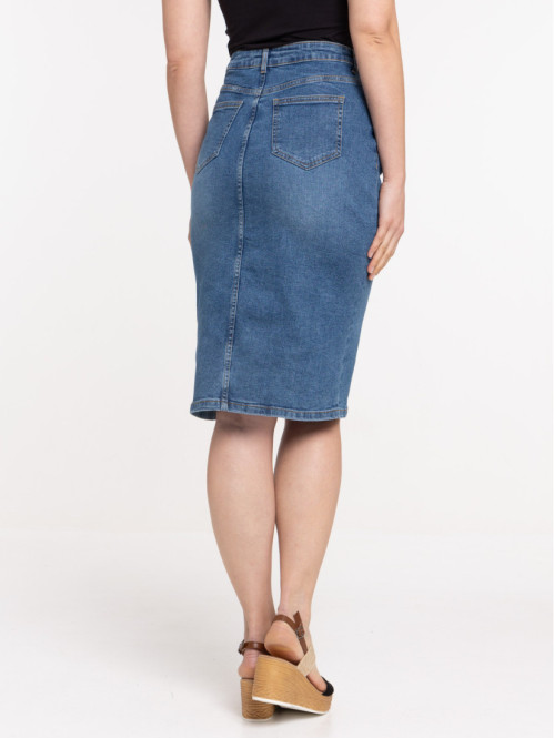 Jupe midi en jean stone femme Jupe midi en jean stone femme