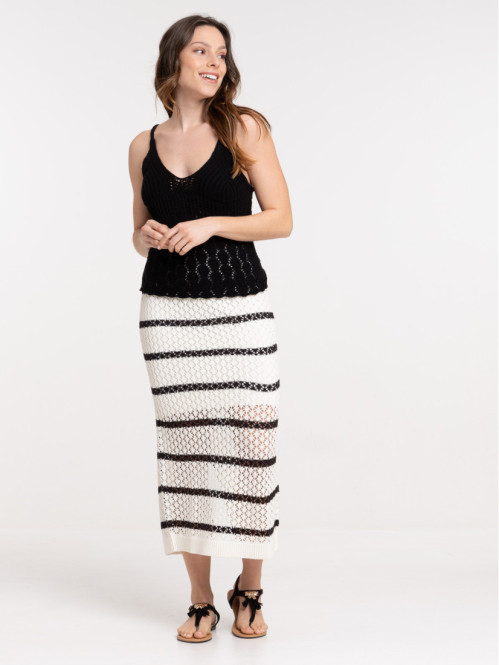 Jupe crochet rayée femme