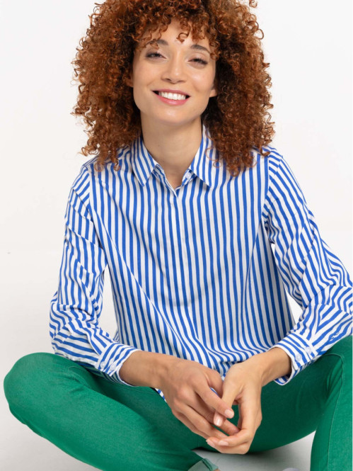 Chemise rayée cobalt femme