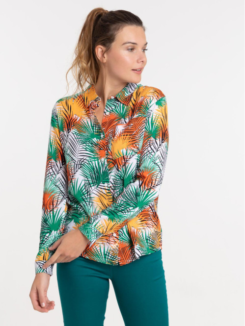 Chemise imprimée feuillage...