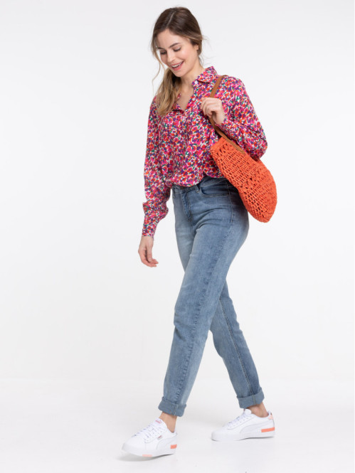 Chemisier fleuri boutonné femme