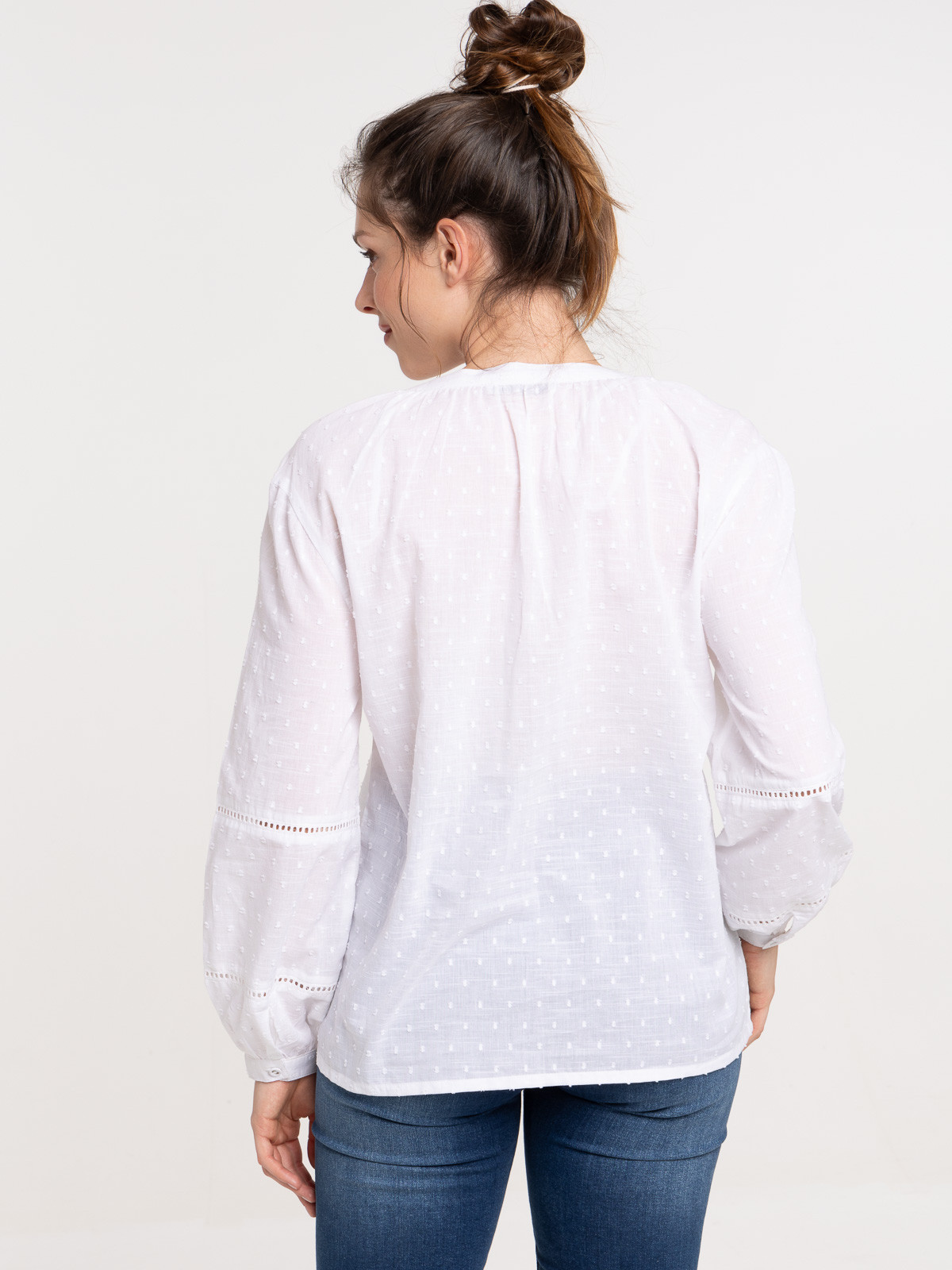 Blouse plumetis écru femme
