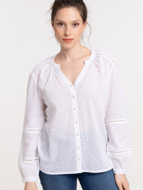 Blouse plumetis écru femme