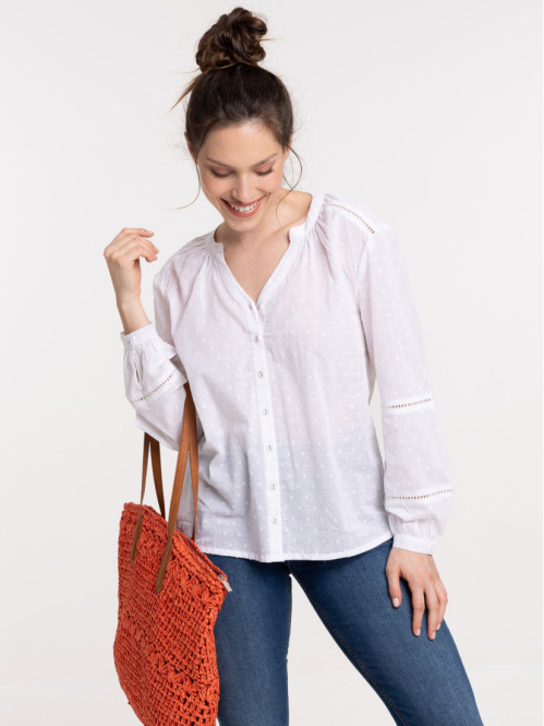 Blouse plumetis écru femme
