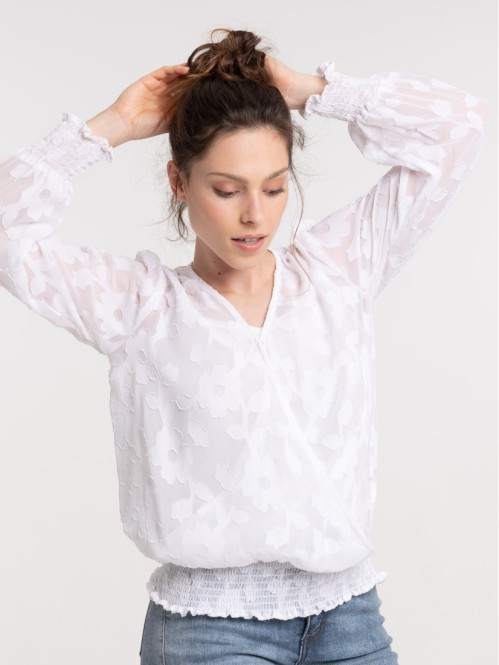 Blouse blanche fleurie femme